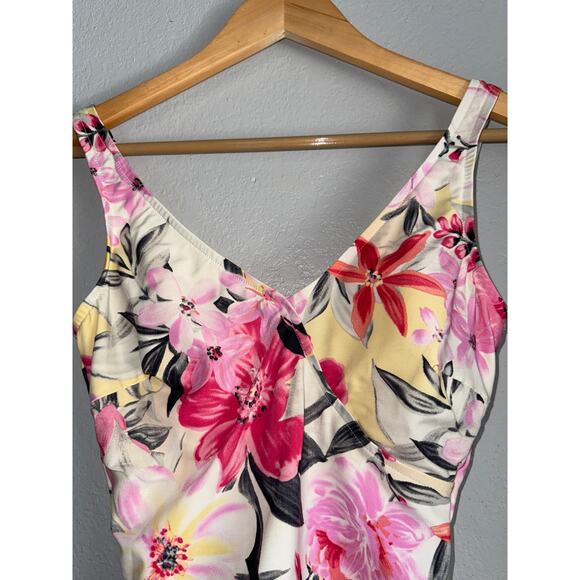 MagicSuit Floral Print One Piece Swimsuit Womens 8 Swim Slimming Tummy Control - Picture 2 of 9